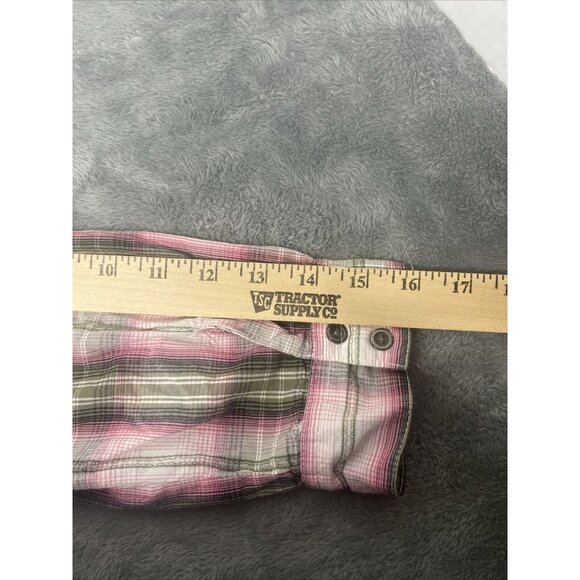 Cotton Express Womens Button Up Pink Gray Plaid Cotton Sz XS 3/4 Sleeves Western - Picture 14 of 16